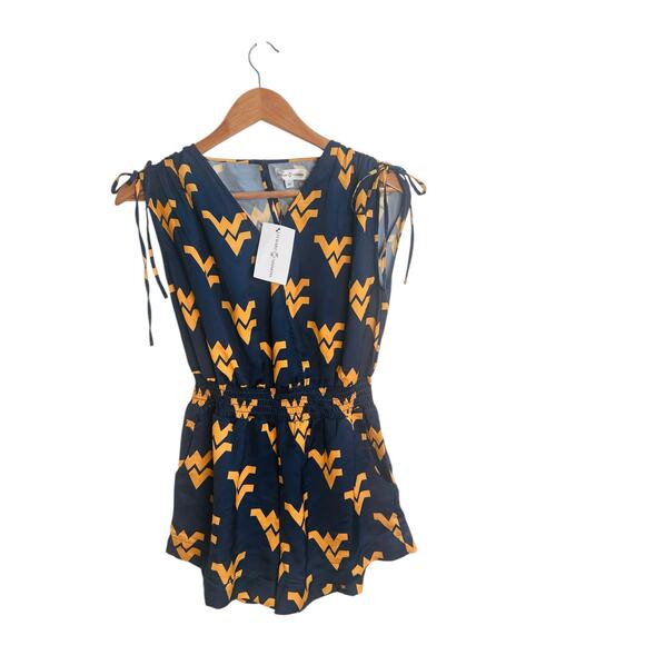 Stewart Simmons West Virginia Mountaineers Romper XS – Navy & Gold Game Day NWT - Picture 8 of 13